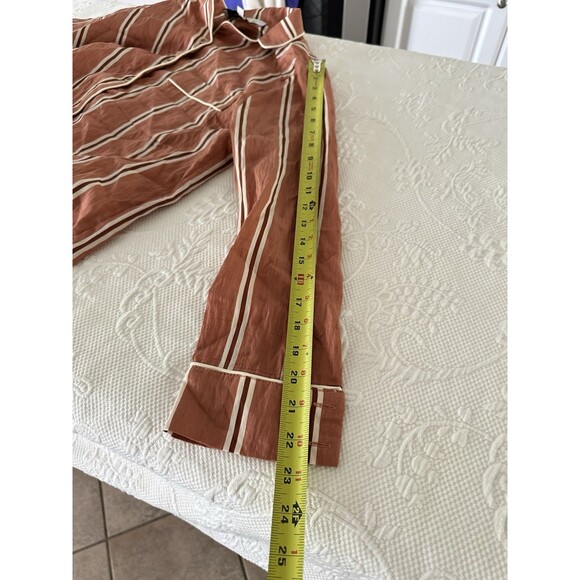 Buru Tencel Linen Blend Copper Cream Striped PJ Style Lounge Top M tan/white - Picture 6 of 8